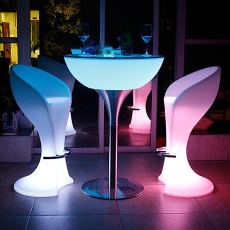 Restaurant Nightclub Glowing Led Bar Party Lounge Furniture Rechargeable Light up Pe Plastic Led Cocktail Tables and Chair Se
