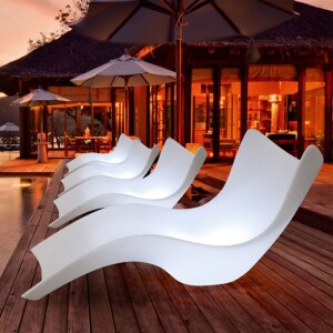 Luminous Swimming Pool Furniture Lights up Led Glow Furniture Outdoor Colorful Surf Design LED Lounge Chair Led Furniture Set
