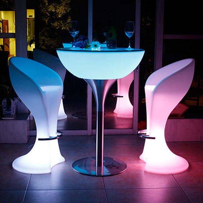 Restaurant Nightclub Glowing Led Bar Party Lounge Furniture Rechargeable Light up Pe Plastic Led Cocktail Tables and Chair Se