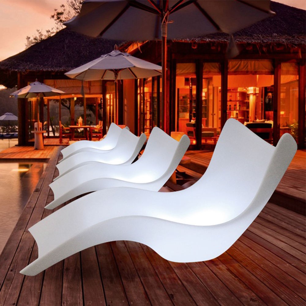 Luminous Swimming Pool Furniture Lights up Led Glow Furniture Outdoor Colorful Surf Design LED Lounge Chair Led Furniture Set